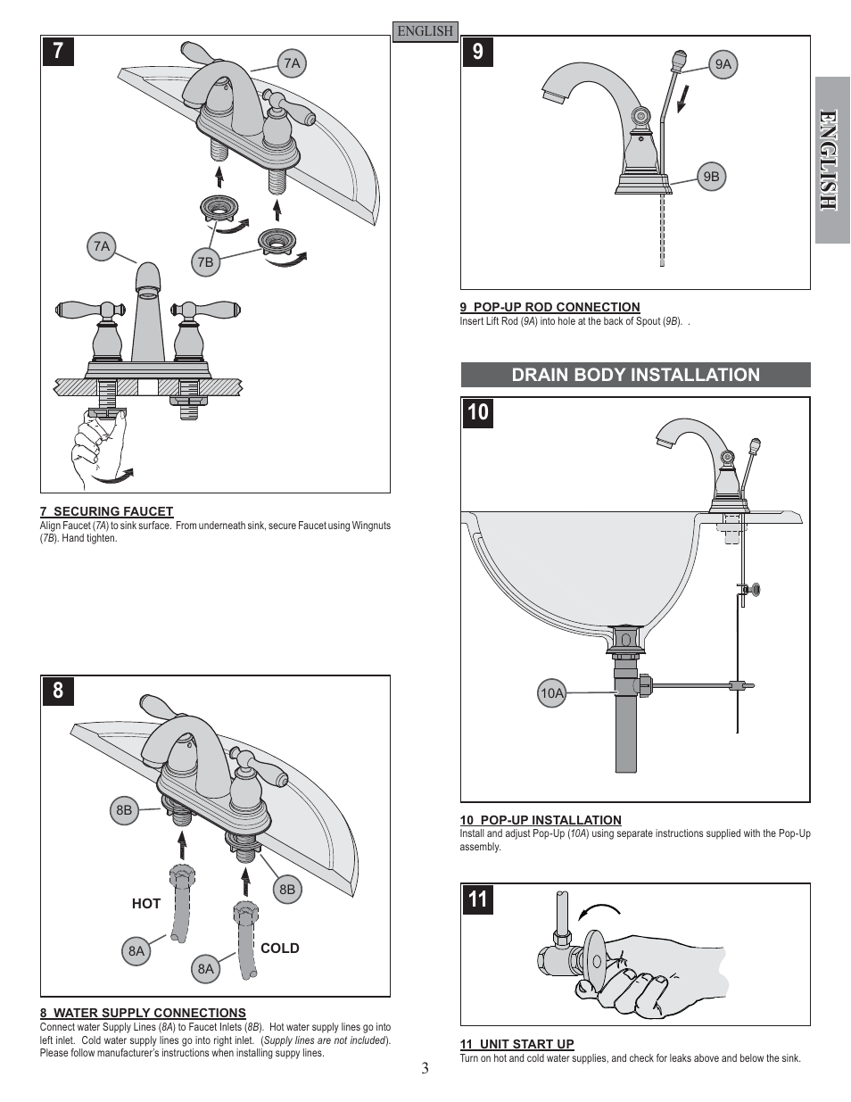 English, Drain body installation | Pfister F-048-UNKK User Manual | Page 3 / 12