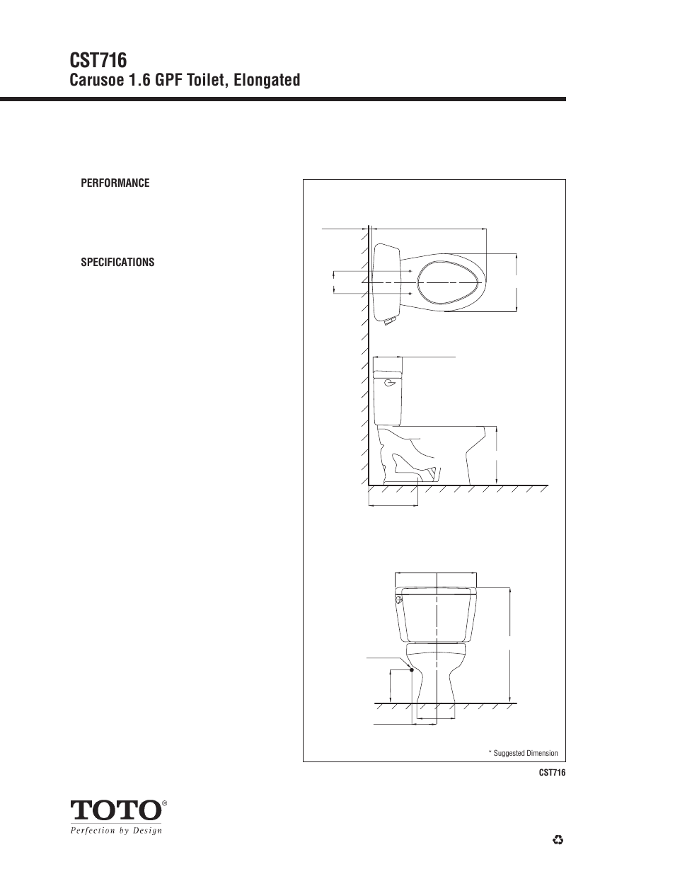 Cst716, Carusoe 1.6 gpf toilet, elongated | Factory Direct Hardware Toto CST716 Carusoe User Manual | Page 2 / 2