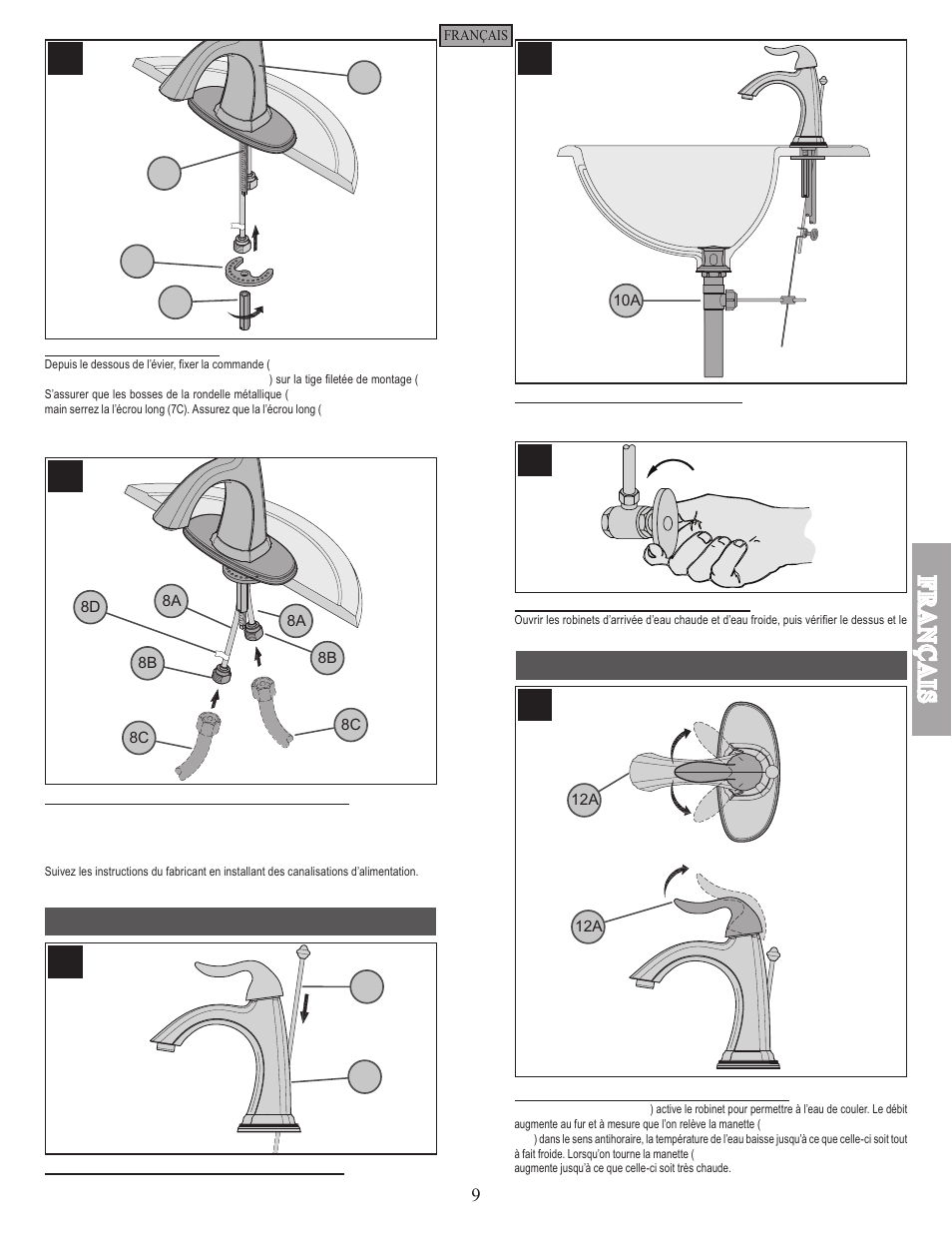 Fran ç ais | Pfister F-042-ST0K User Manual | Page 9 / 12