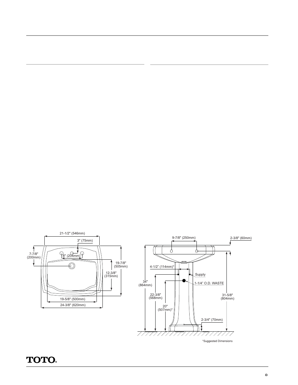 Lpt972, Guinevere, Pedestal lavatory | Specifications | Factory Direct Hardware Toto LT972.8 User Manual | Page 2 / 2