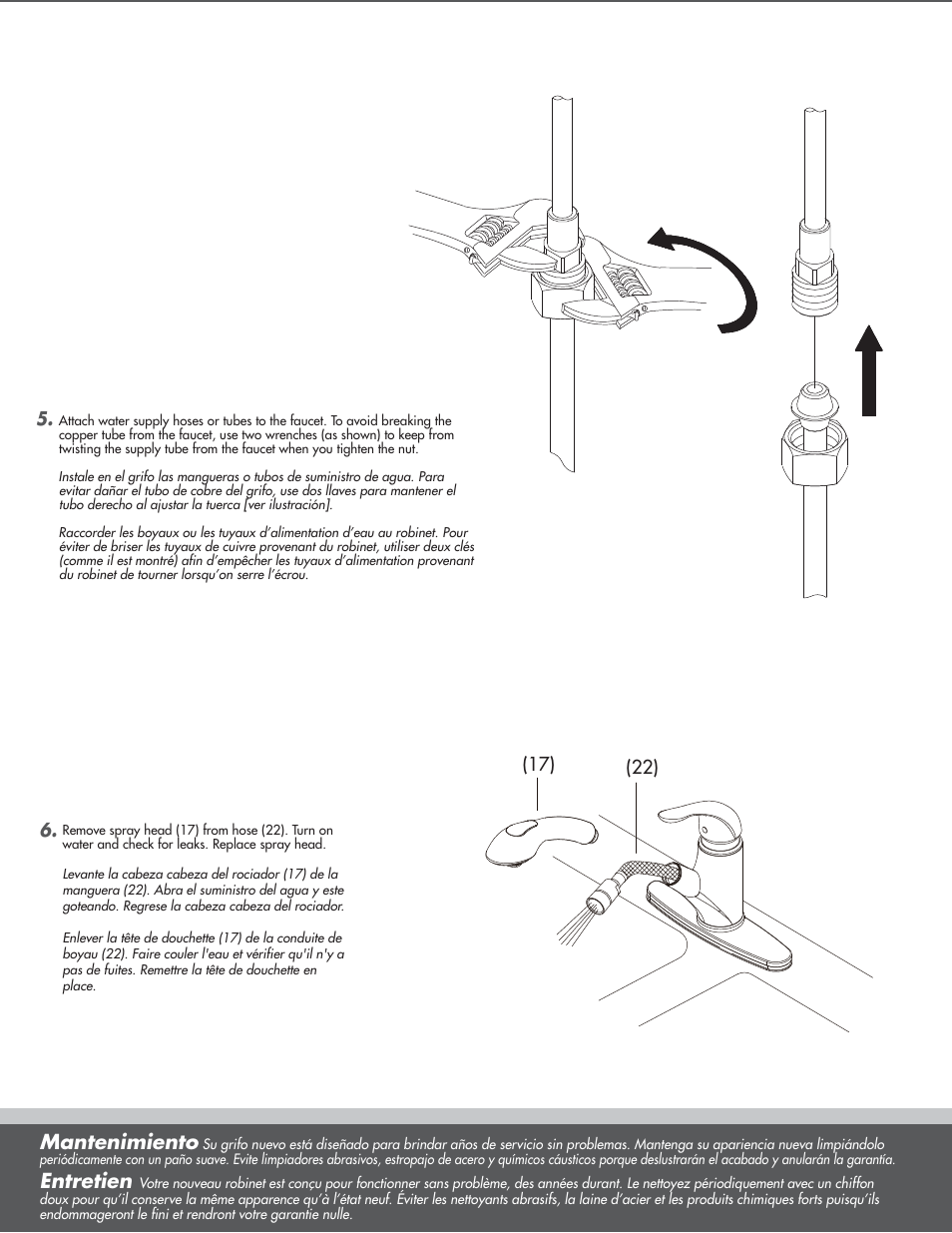 Mantenimiento, Entretien | Factory Direct Hardware Danze D454612 Melrose User Manual | Page 4 / 8