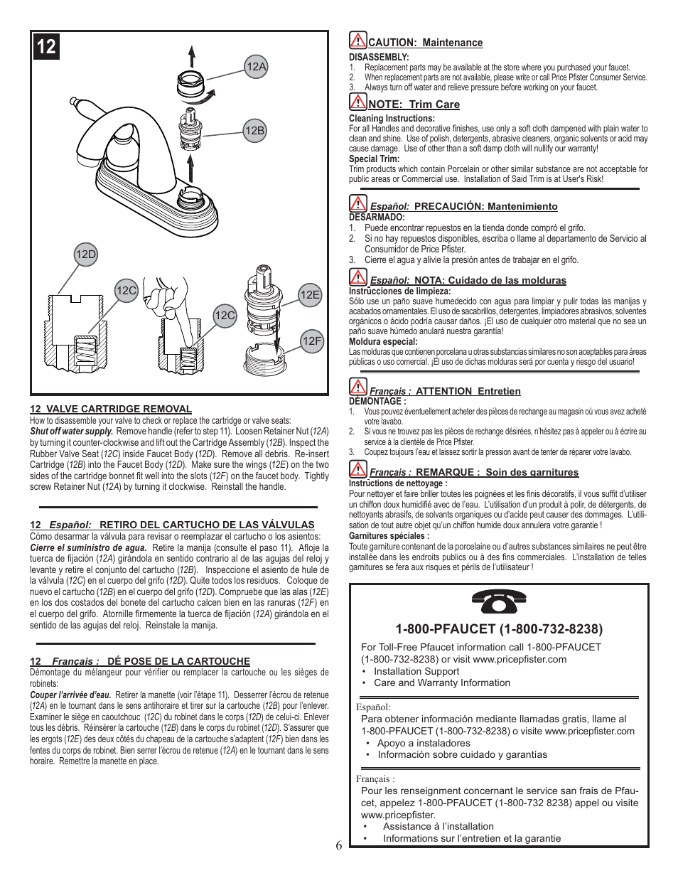 Pfister F-WL2-300C User Manual | Page 6 / 6