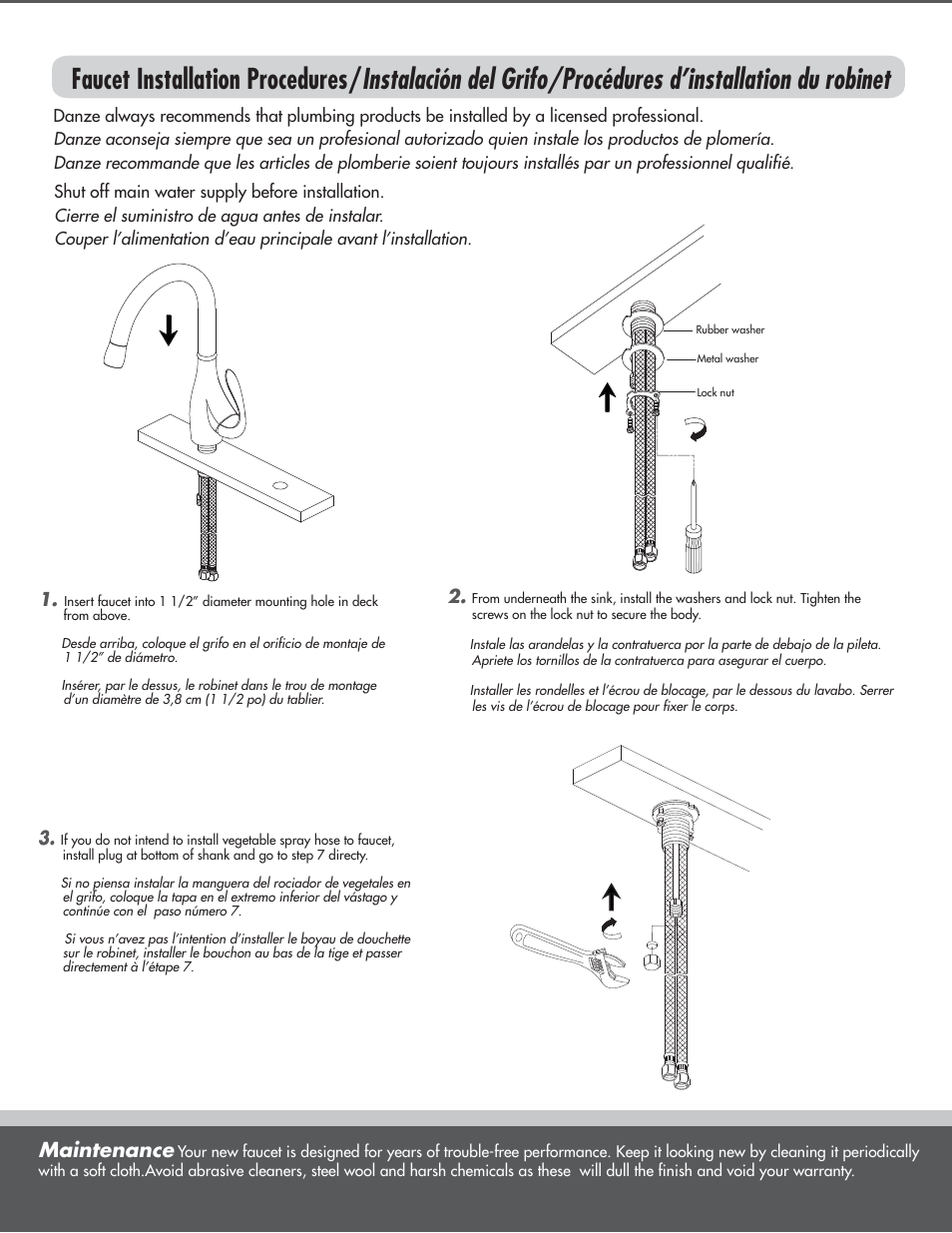 Maintenance | Factory Direct Hardware Danze D401546 User Manual | Page 2 / 5