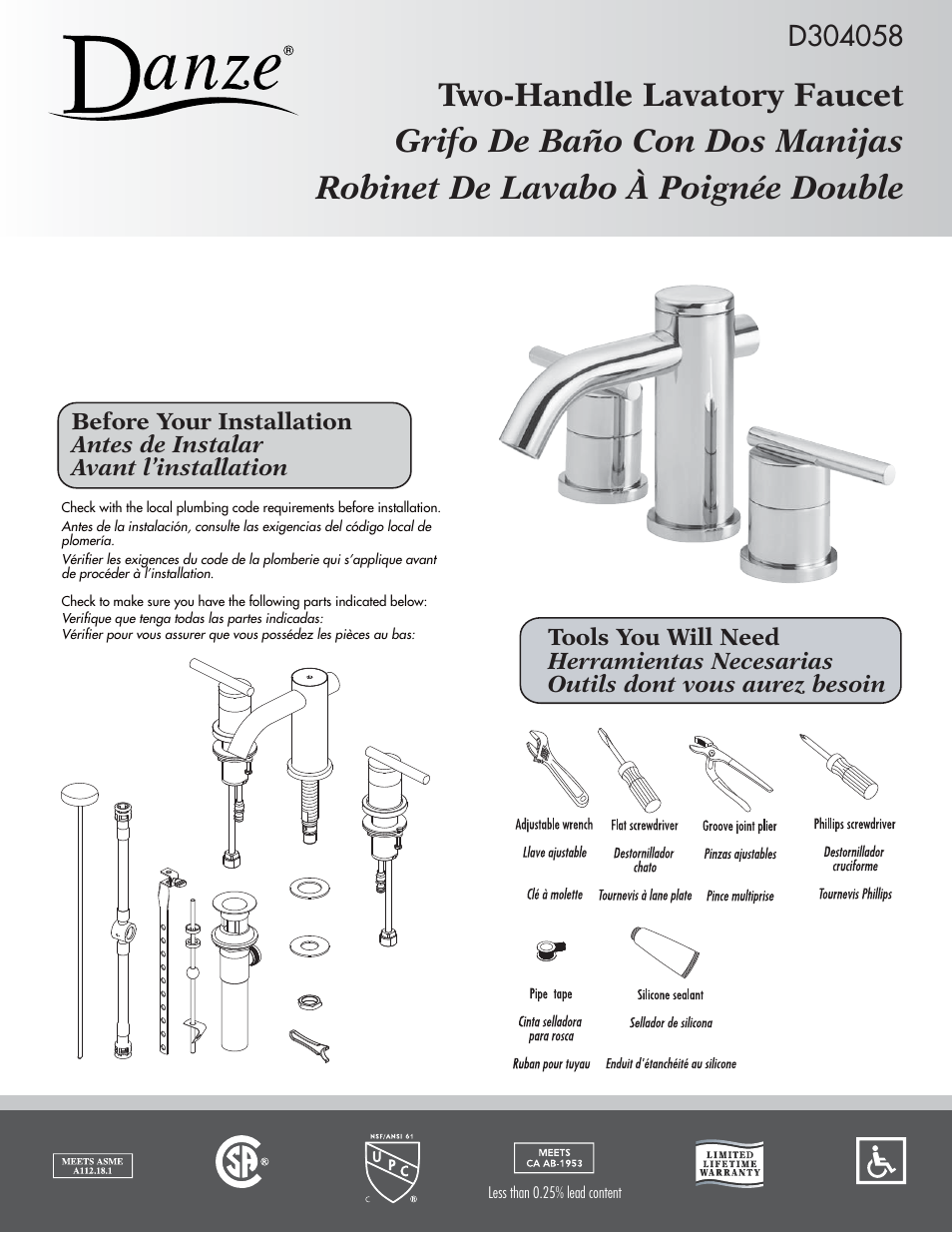 Factory Direct Hardware Danze D304058 User Manual | 7 pages