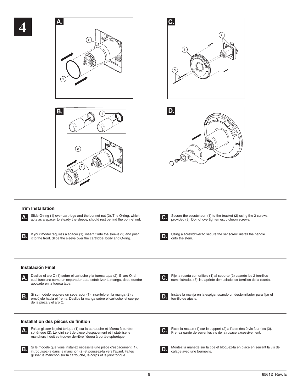 D. c, A. b. c. d. a. b. c. d. a. b. c. d | Factory Direct Hardware Delta BT14296 User Manual | Page 8 / 8