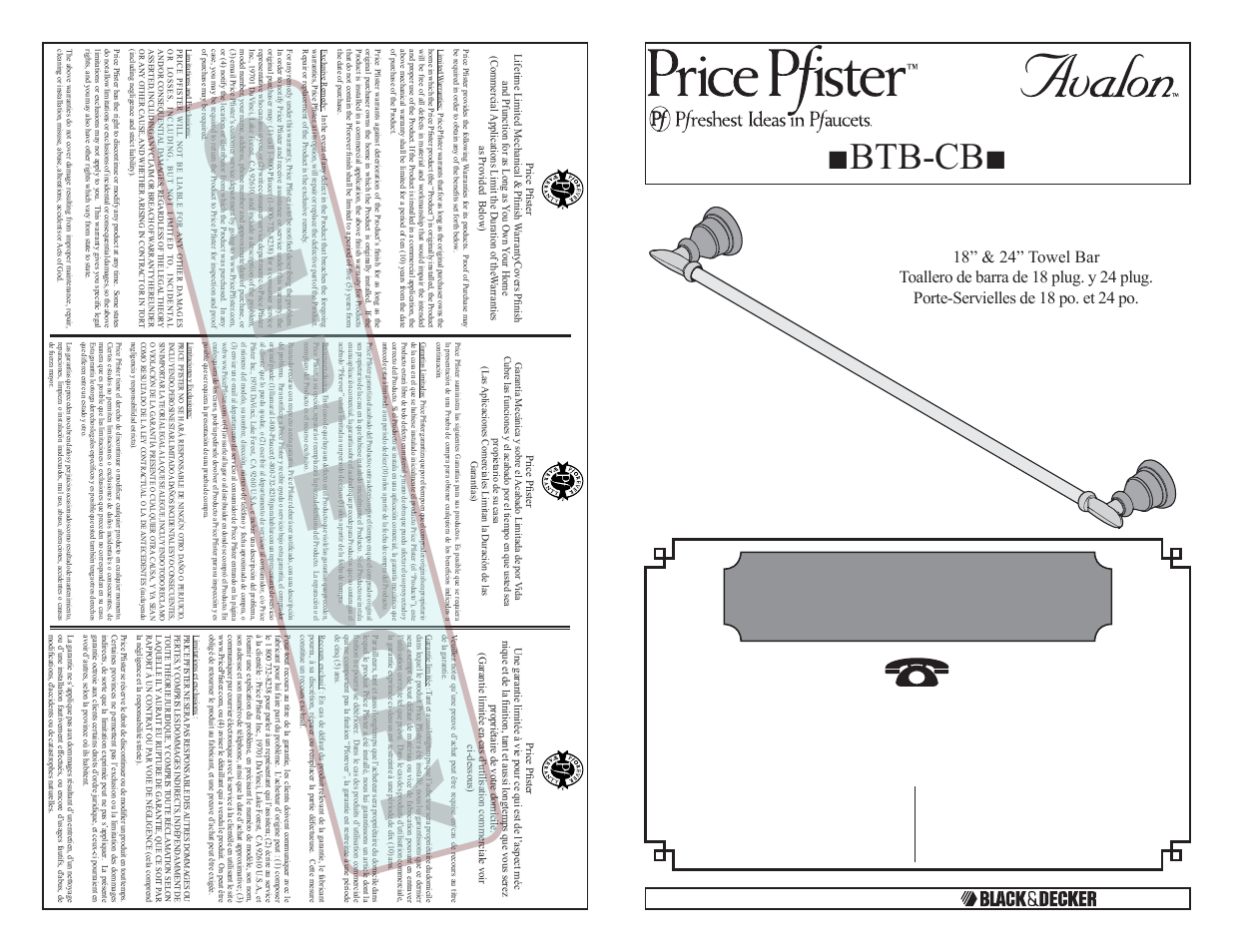 Pfister BTB-CB2Y User Manual | 3 pages