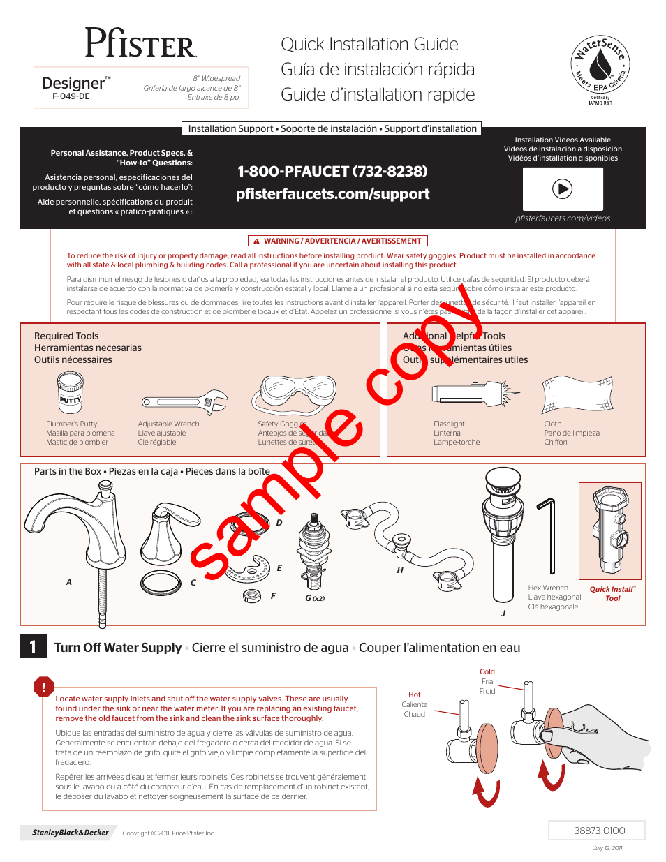 Factory Direct Hardware Pfister F-049-DEC User Manual | 7 pages