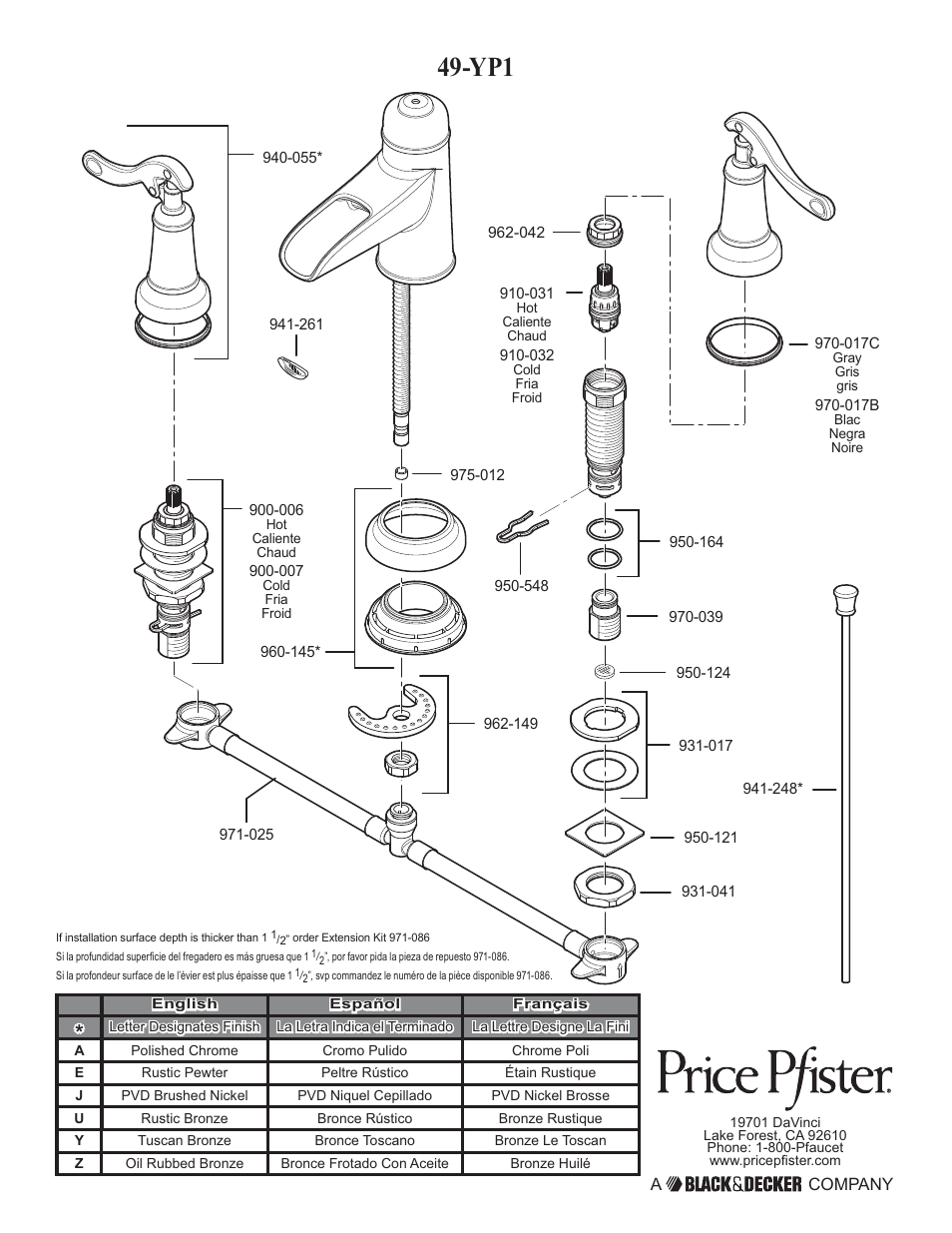 Pfister GT49-YP1K User Manual | Page 12 / 12