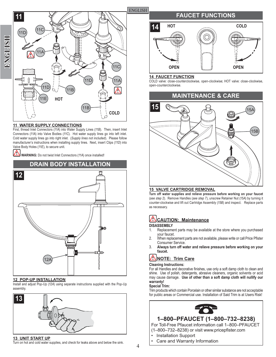 English | Pfister GT49-YP1K User Manual | Page 4 / 12