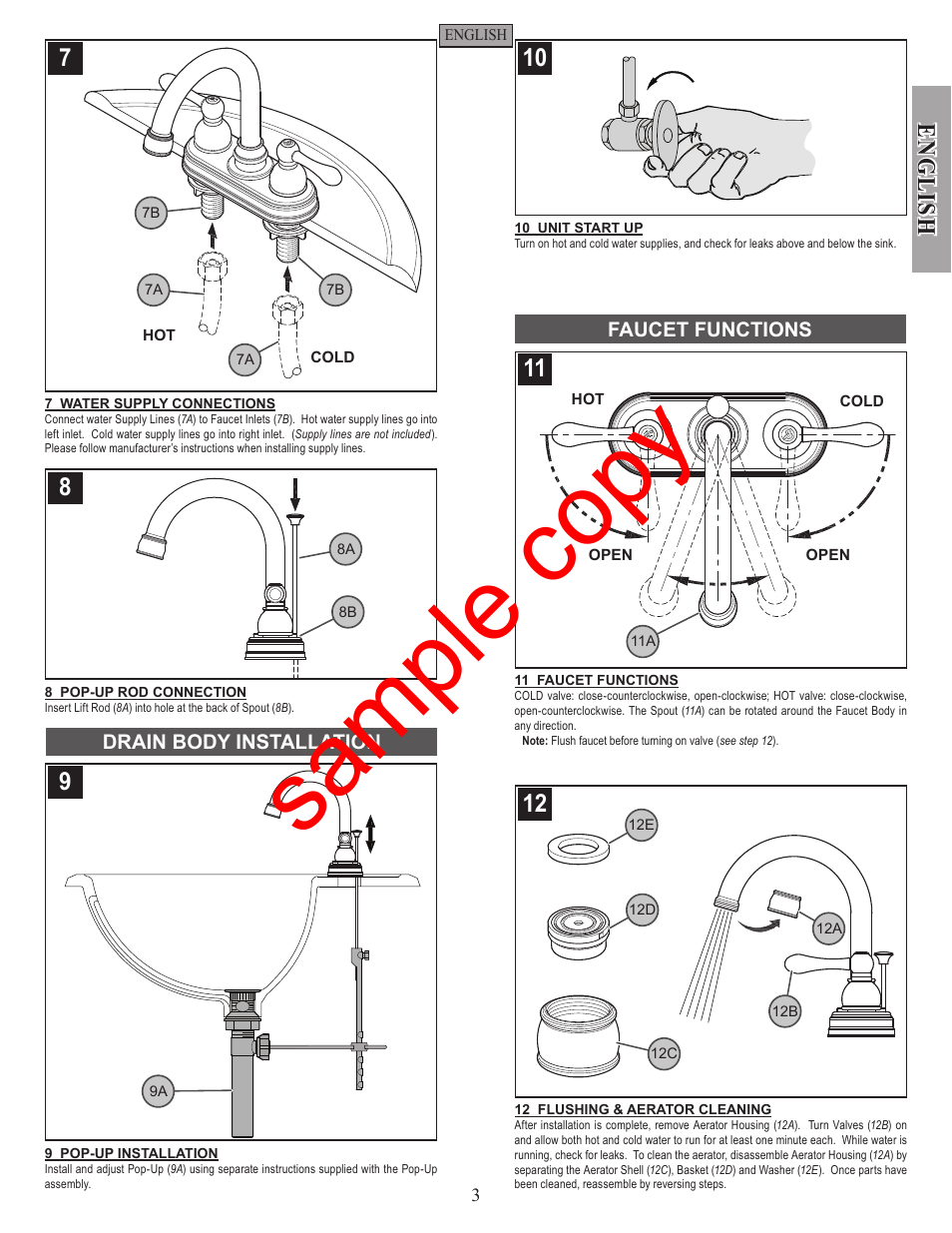 Sample copy, English | Factory Direct Hardware Pfister F-048-LH User Manual | Page 3 / 12