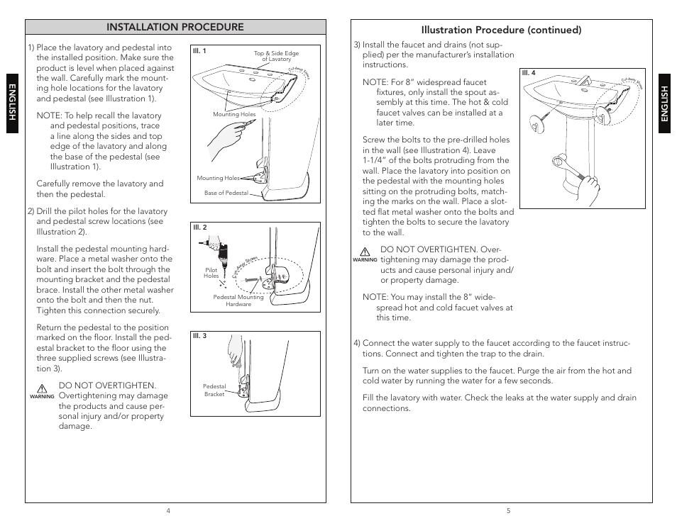 Installation procedure, Illustration procedure (continued) | Factory Direct Hardware Toto LT960 User Manual | Page 3 / 9