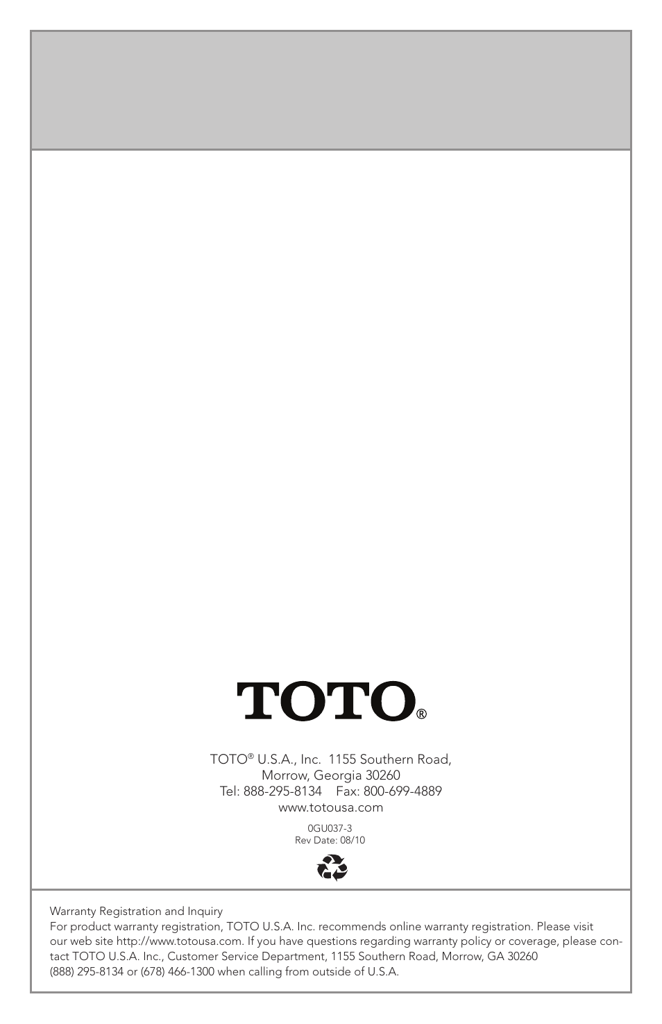 Factory Direct Hardware Toto LT960 User Manual | Page 9 / 9