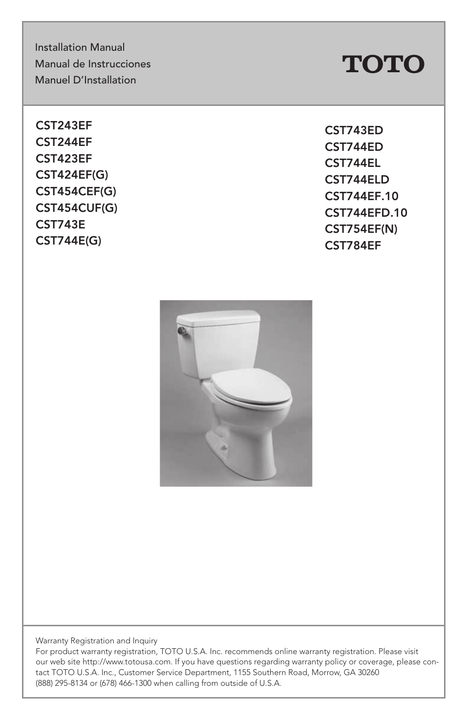 Factory Direct Hardware Toto CST474CEF#51 Vespin User Manual | 26 pages