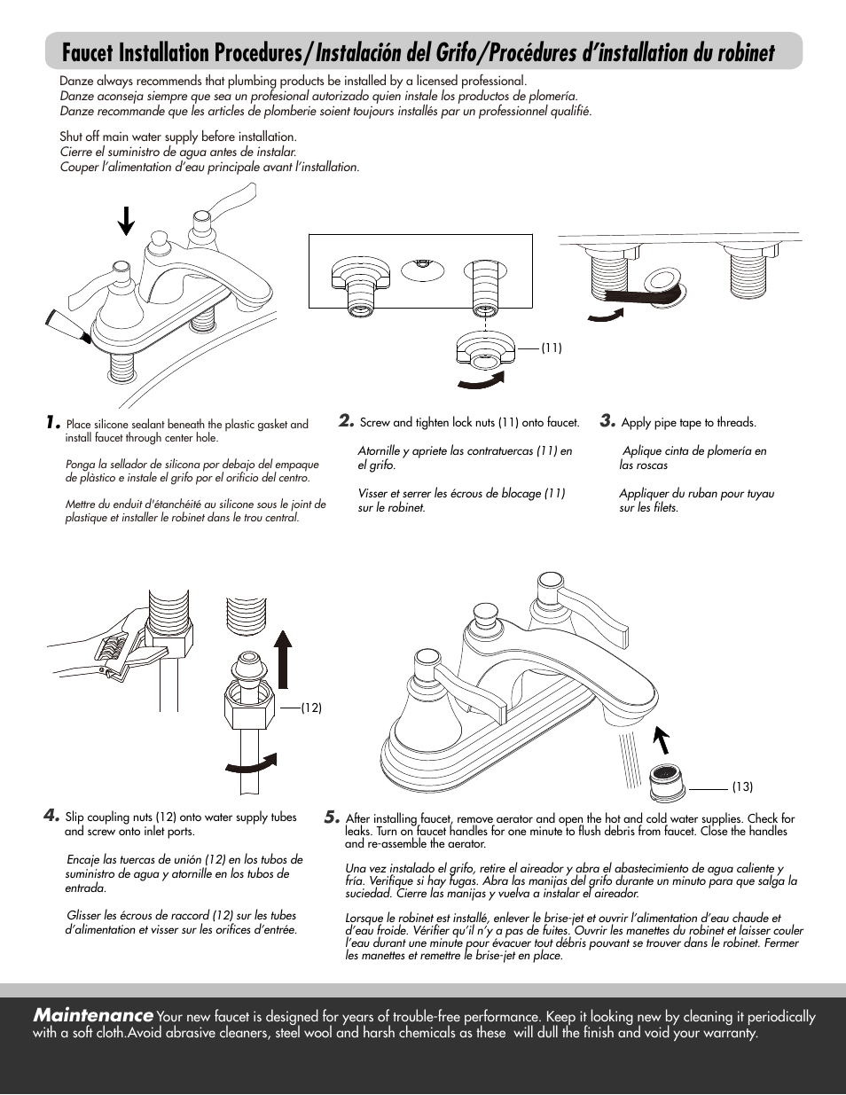 Maintenance | Factory Direct Hardware Danze D301025 User Manual | Page 2 / 4