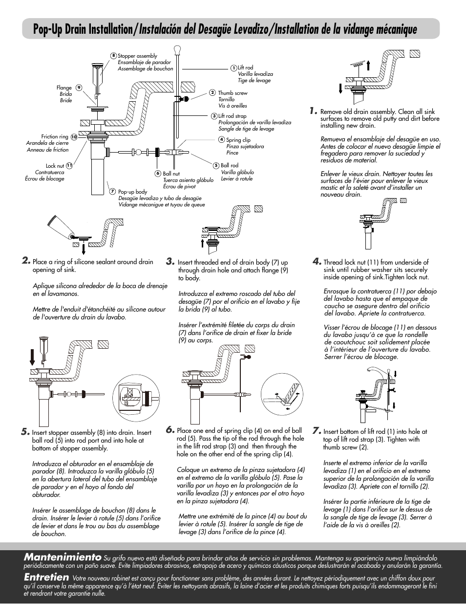Mantenimiento, Entretien | Factory Direct Hardware Danze D301025 User Manual | Page 3 / 4