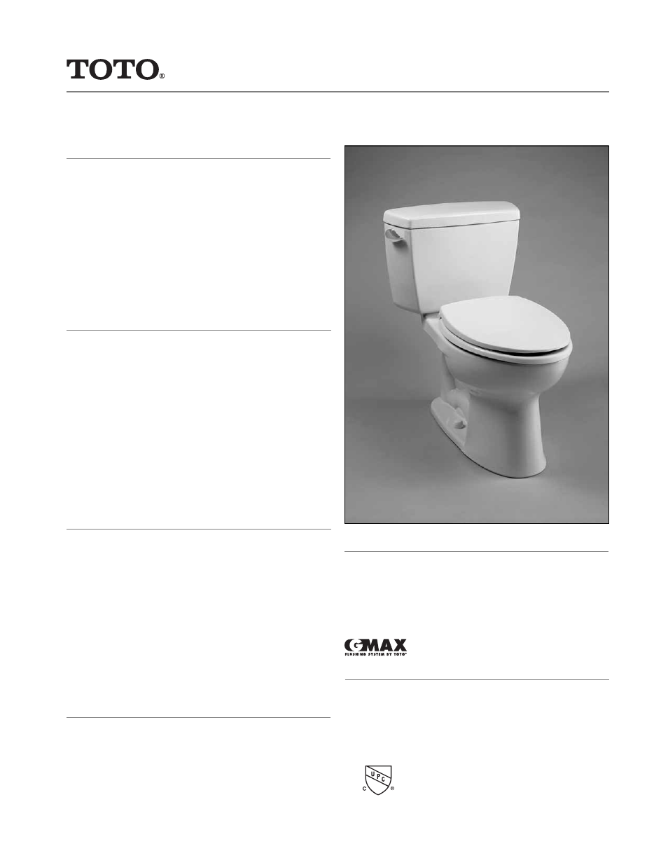 Factory Direct Hardware Toto CST744SD Drake User Manual | 2 pages
