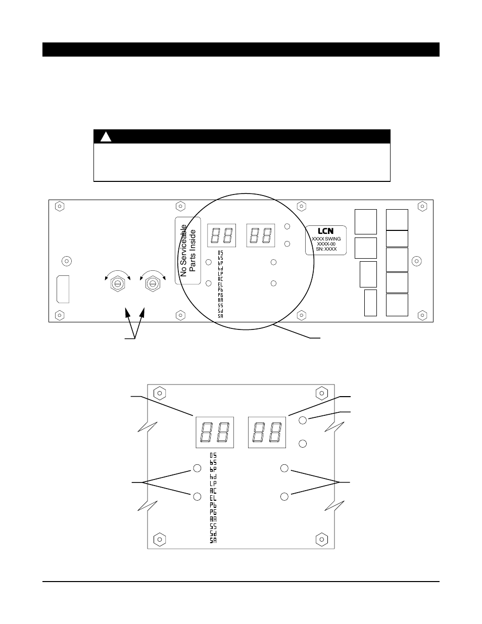 Figure 4-2. closeup of control box keypad, Caution, Value display | No serviceable p ar ts inside | Factory Direct Hardware LCN 9531 User Manual | Page 8 / 14