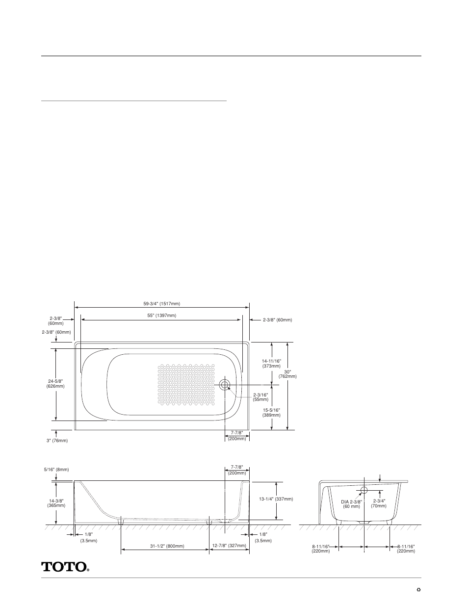 Fby1515, Enameled cast iron bathtub, Specifications | Factory Direct Hardware Toto FBY1515RP User Manual | Page 2 / 2