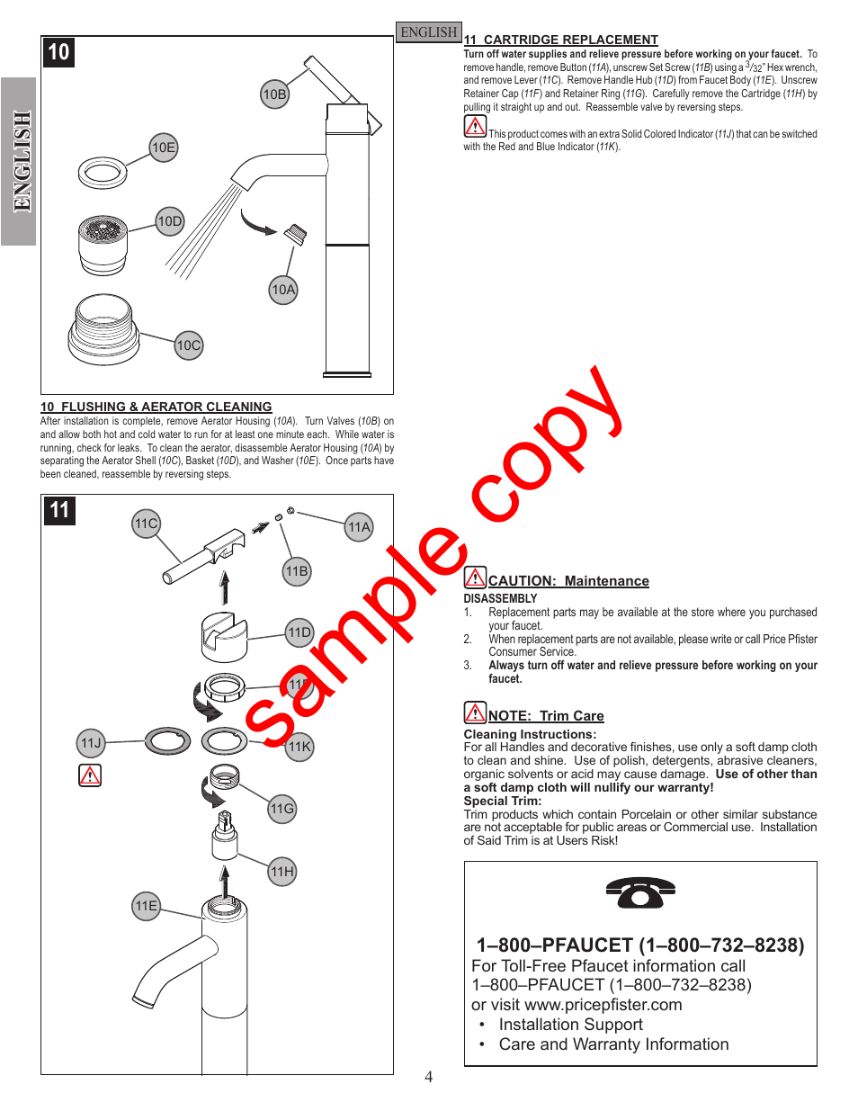 Sample copy, En g li sh | Factory Direct Hardware Pfister GT40-N00 User Manual | Page 4 / 12