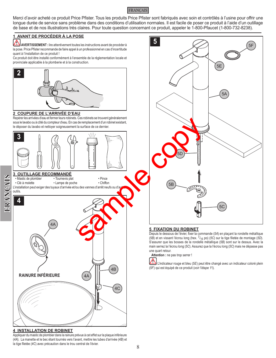 Sample copy | Factory Direct Hardware Pfister GT40-N00 User Manual | Page 8 / 12