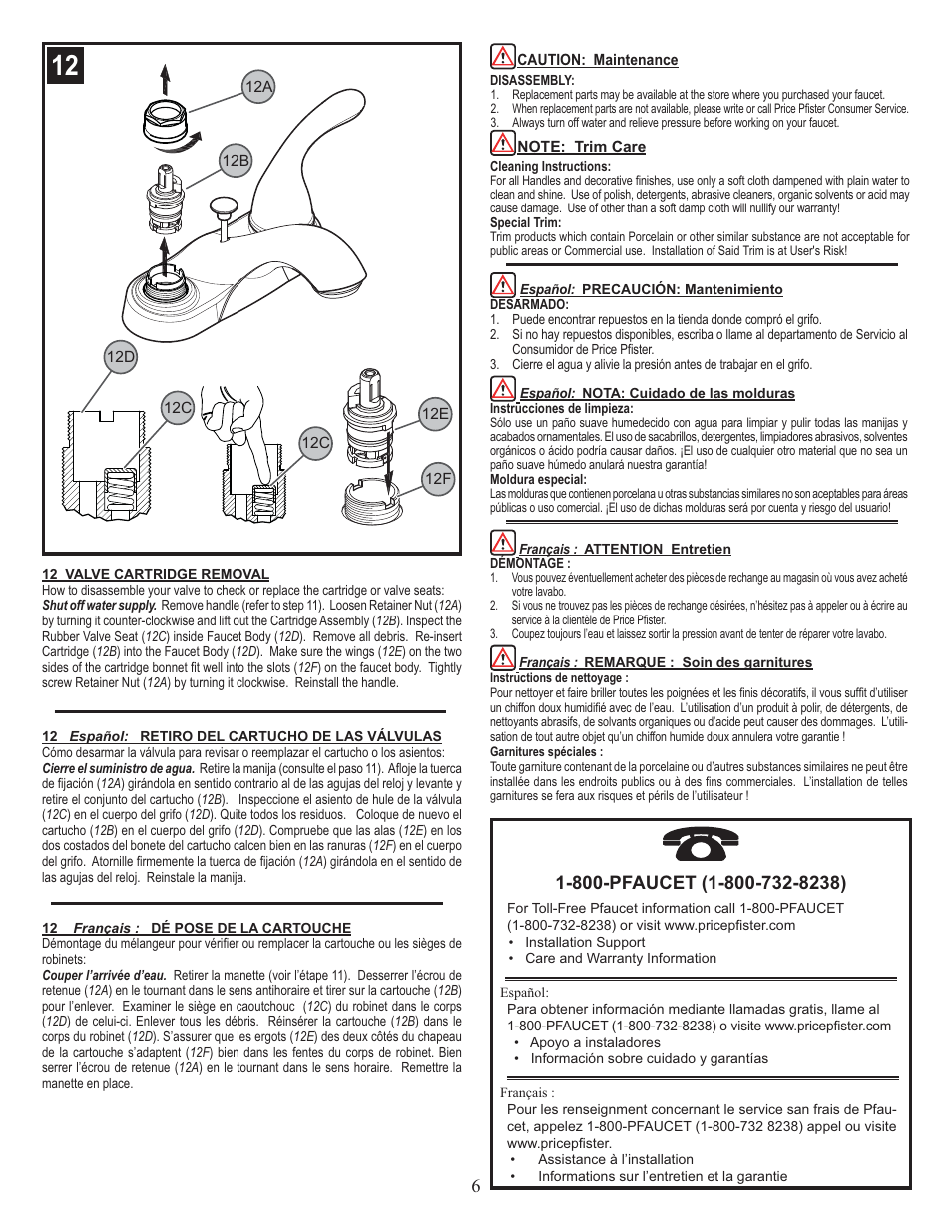 Pfister F-WL2-230K User Manual | Page 6 / 6