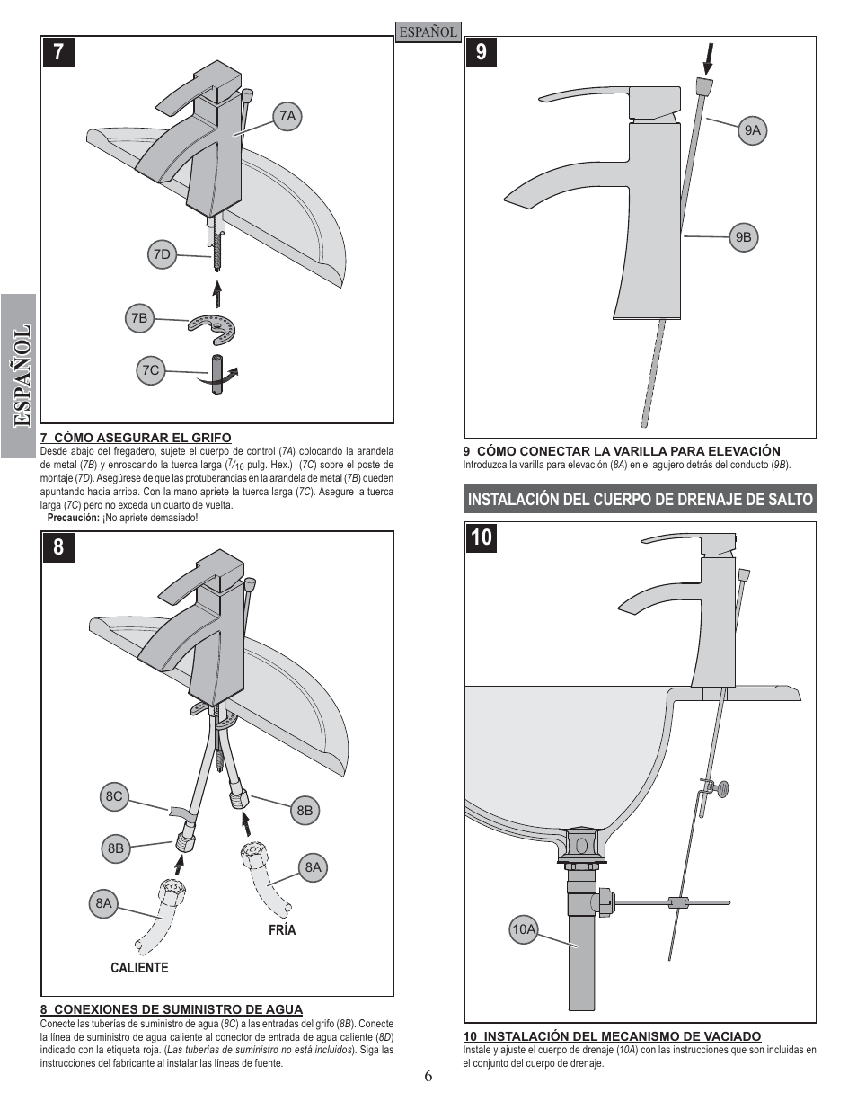 Esp a ñ ol | Pfister F-042-BNKK User Manual | Page 6 / 12