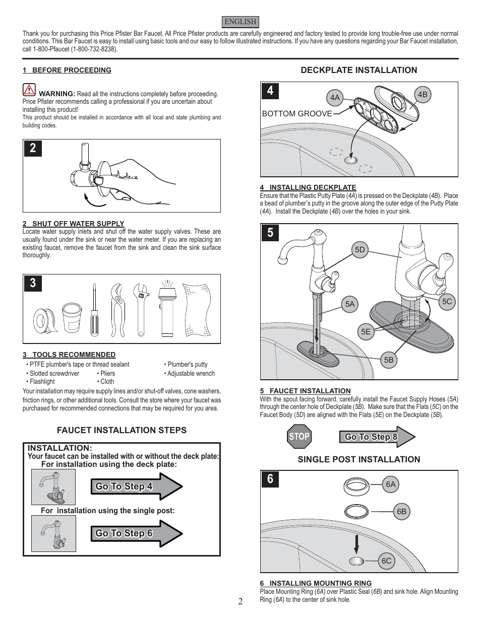 Pfister GT72-M1SS User Manual | Page 2 / 12