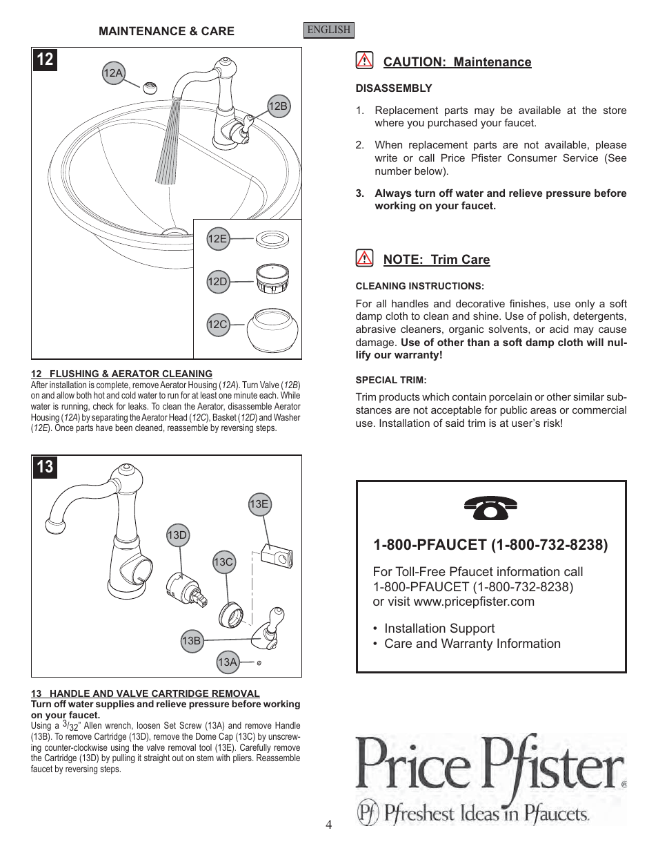 Pfister GT72-M1SS User Manual | Page 4 / 12