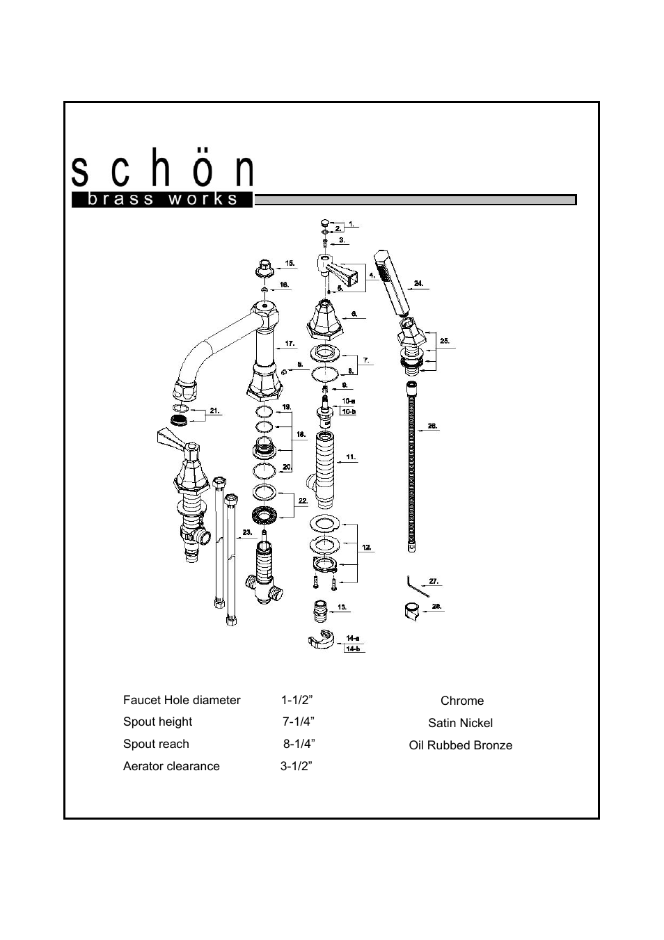 Scrt500, Roman tub faucet | Factory Direct Hardware Belle Foret RT500 Kassal User Manual | Page 2 / 3