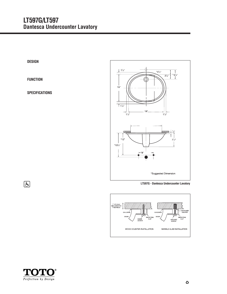 Dantesca undercounter lavatory | Factory Direct Hardware Toto LT597G User Manual | Page 2 / 2