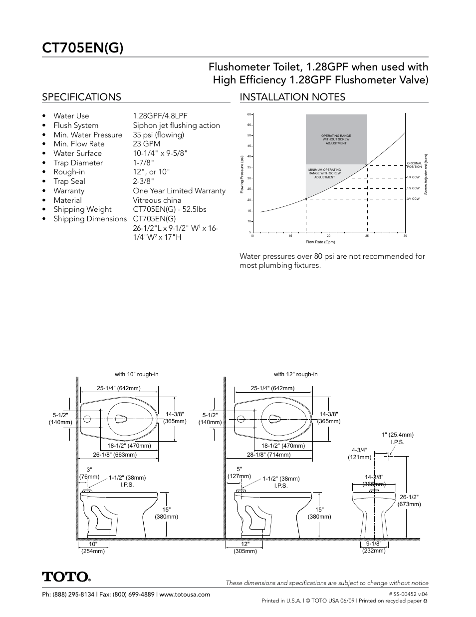 Ct705en(g), X 16- 1/4"w, X 17"h | Factory Direct Hardware Toto CT705ENG#01 User Manual | Page 2 / 2