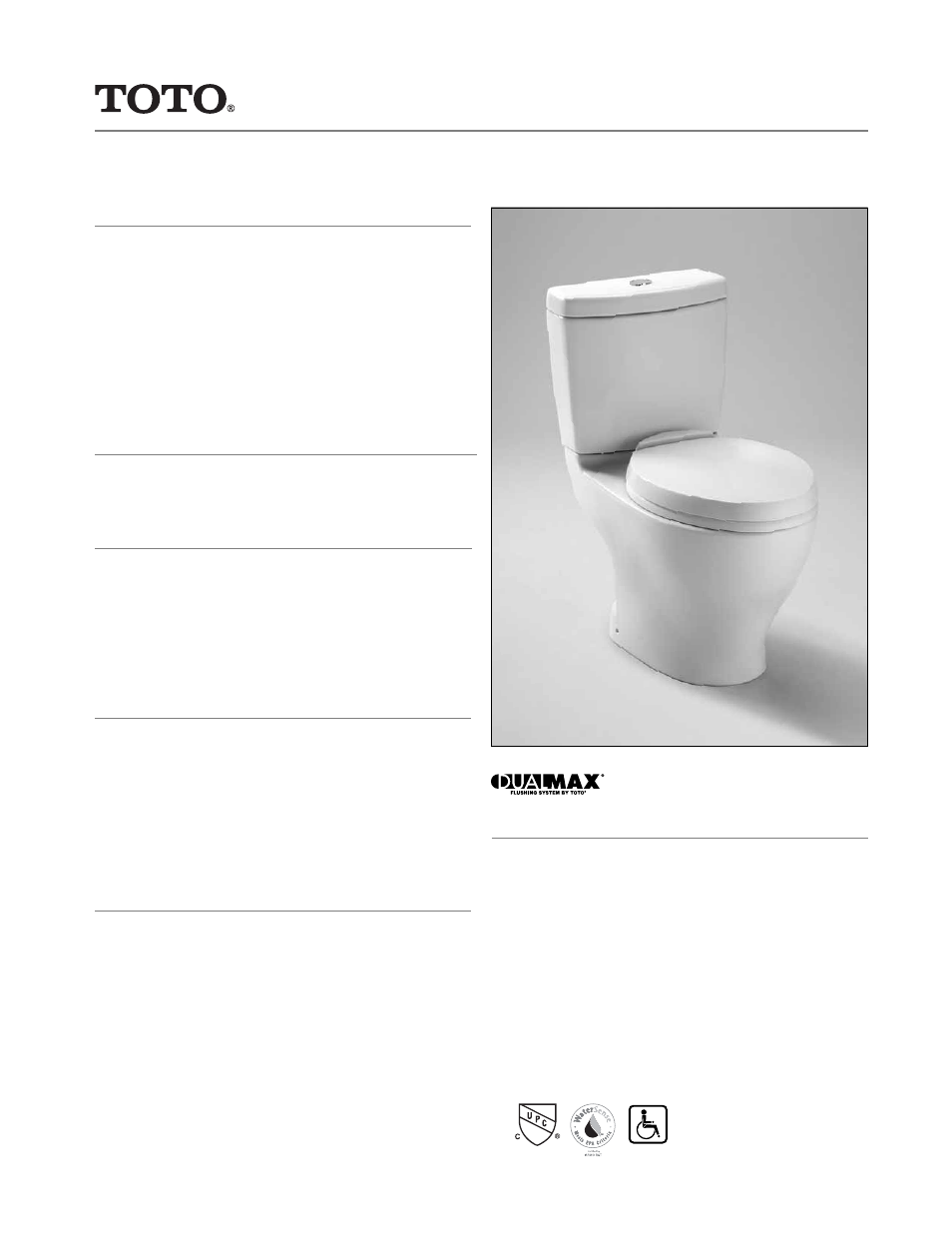 Factory Direct Hardware Toto CT412F Dual Flush User Manual | 2 pages