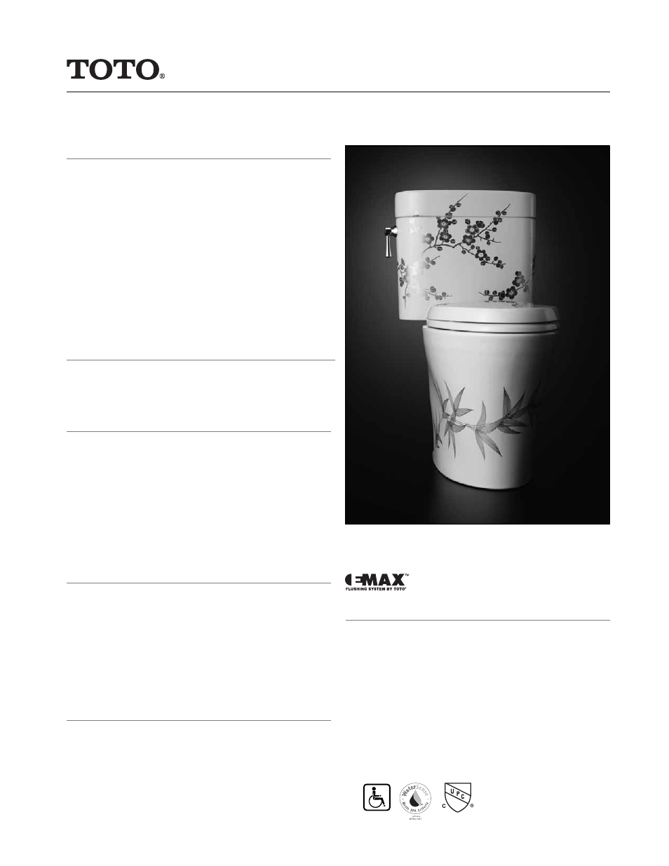 Factory Direct Hardware Toto CST794EF#01-SH Waza Miyabi User Manual | 2 pages