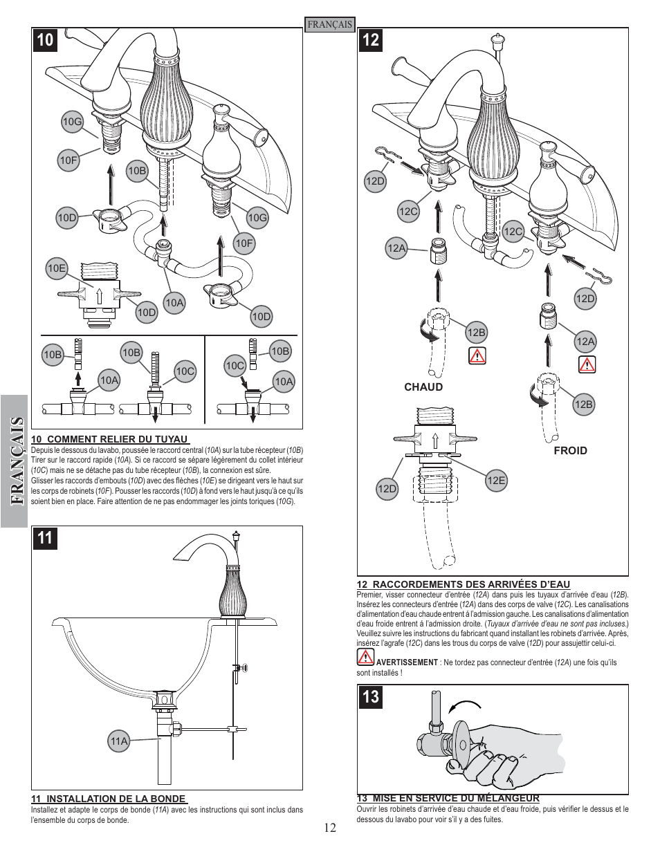 Fran ç ais | Pfister F-049-VTKK User Manual | Page 12 / 14