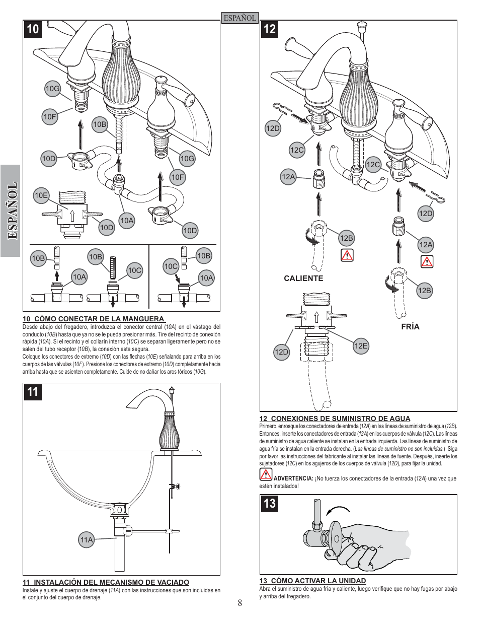 Esp a ñ ol | Pfister F-049-VTKK User Manual | Page 8 / 14