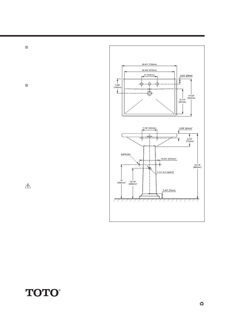 Lpt930, Lloyd™ pedestal lavatory | Factory Direct Hardware Toto LT930.8 User Manual | Page 2 / 2