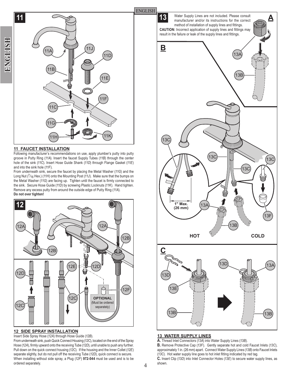 En g li sh, Ab c | Factory Direct Hardware Pfister F-034-4AL Brookwood User Manual | Page 4 / 18