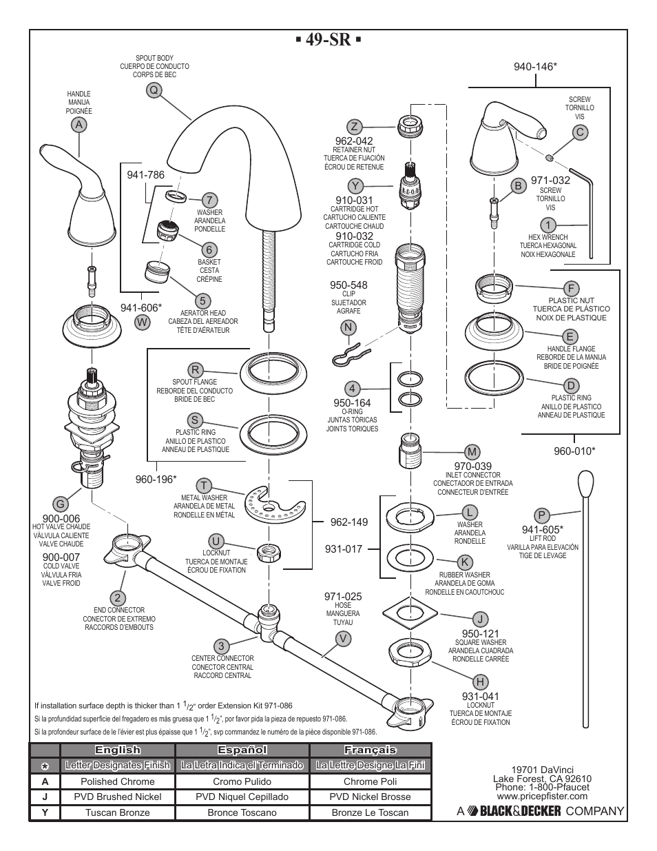 A company | Pfister GT49-SR0K User Manual | Page 2 / 6