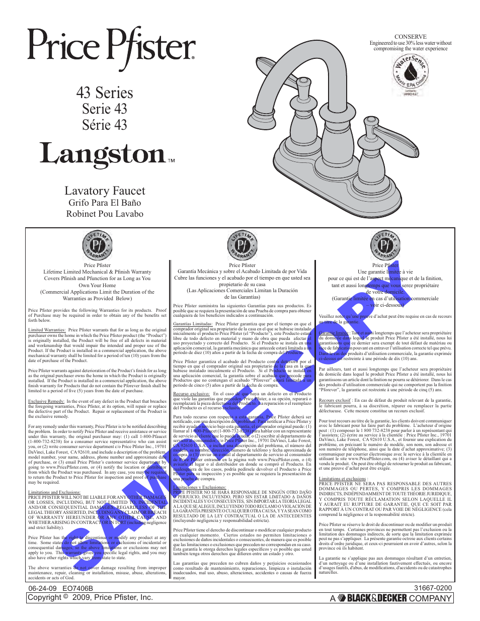 Factory Direct Hardware Pfister F-043-LN User Manual | 12 pages