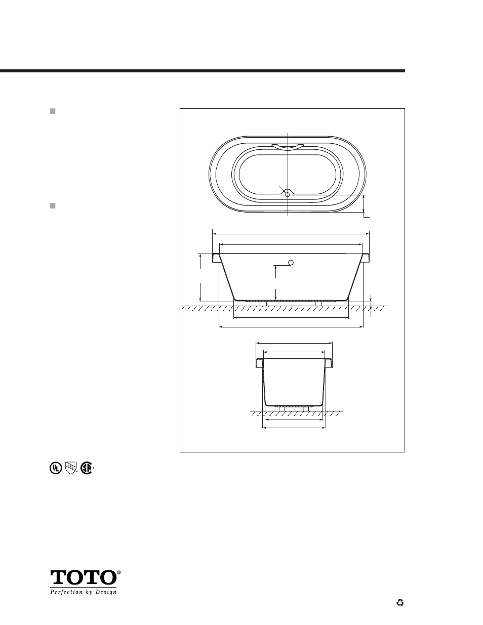 Aby794n, Nexus™ 6' soaker bathtub | Factory Direct Hardware Toto ABY794NY User Manual | Page 2 / 2