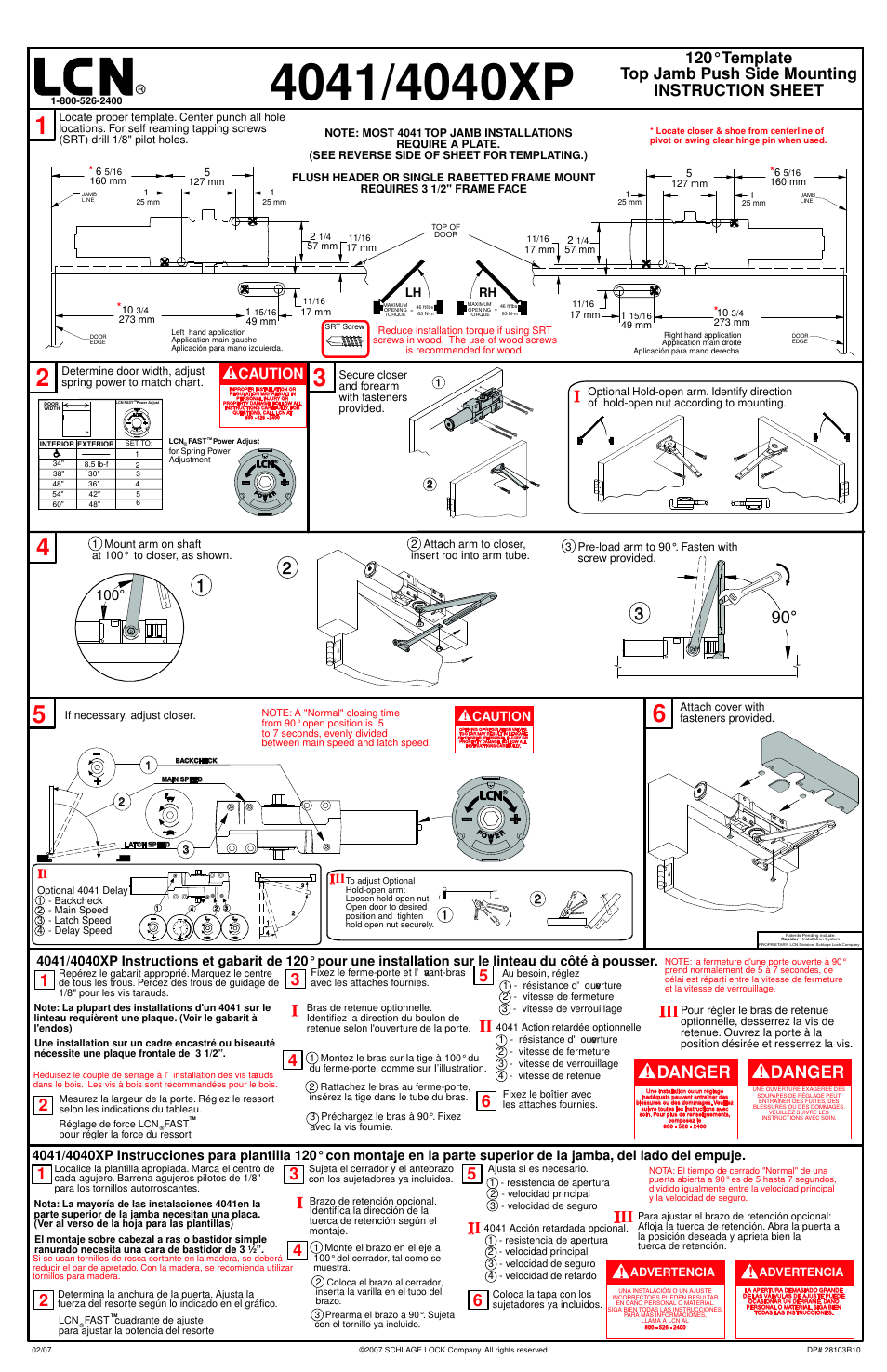 32 1 i iii, 32 1 4 i, 64 6 5 ii | Danger, Caution | Factory Direct Hardware LCN 4040XP User Manual | Page 3 / 4