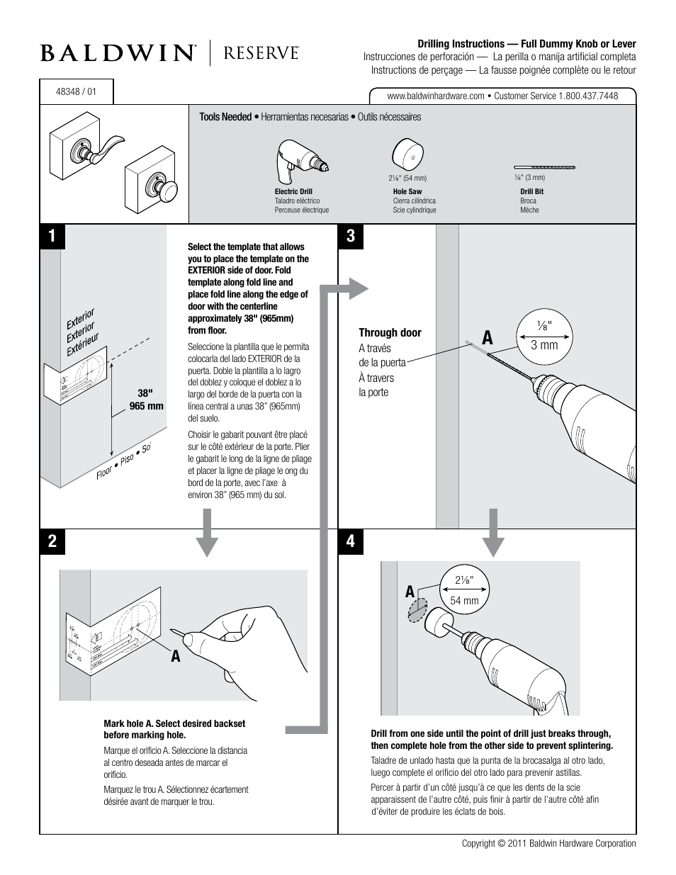 Baldwin Reserve Round Knob - Drilling User Manual | 1 page