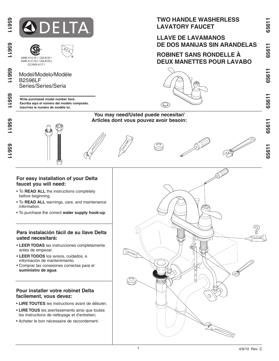 Factory Direct Hardware Delta B2596LF User Manual | 6 pages