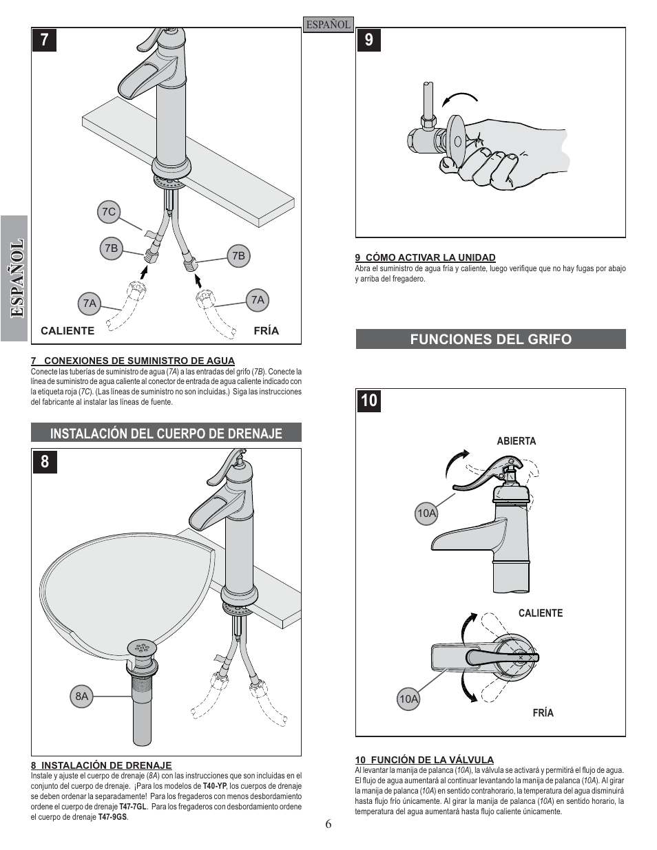 Esp a ñ ol | Pfister GT40-YP0K User Manual | Page 6 / 12