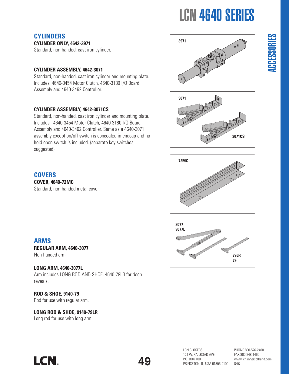 Lcn 4640 series, Ac ce ss or ie s | Factory Direct Hardware LCN 4642 User Manual | Page 3 / 5