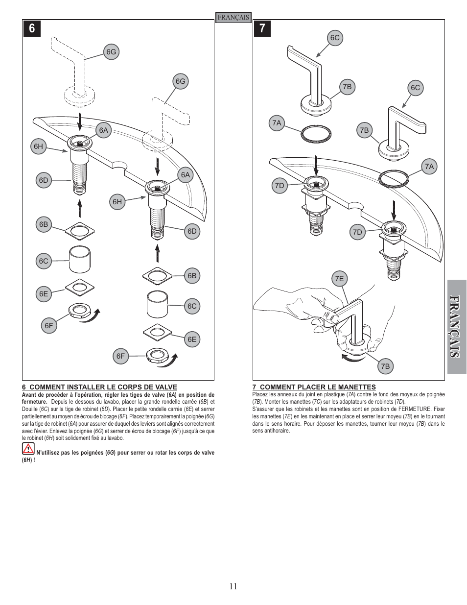 Fran ç ais | Pfister F-049-SYKK User Manual | Page 11 / 14