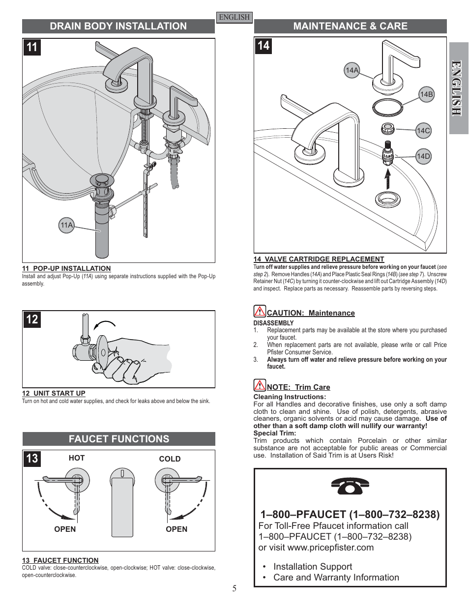 English | Pfister F-049-SYKK User Manual | Page 5 / 14