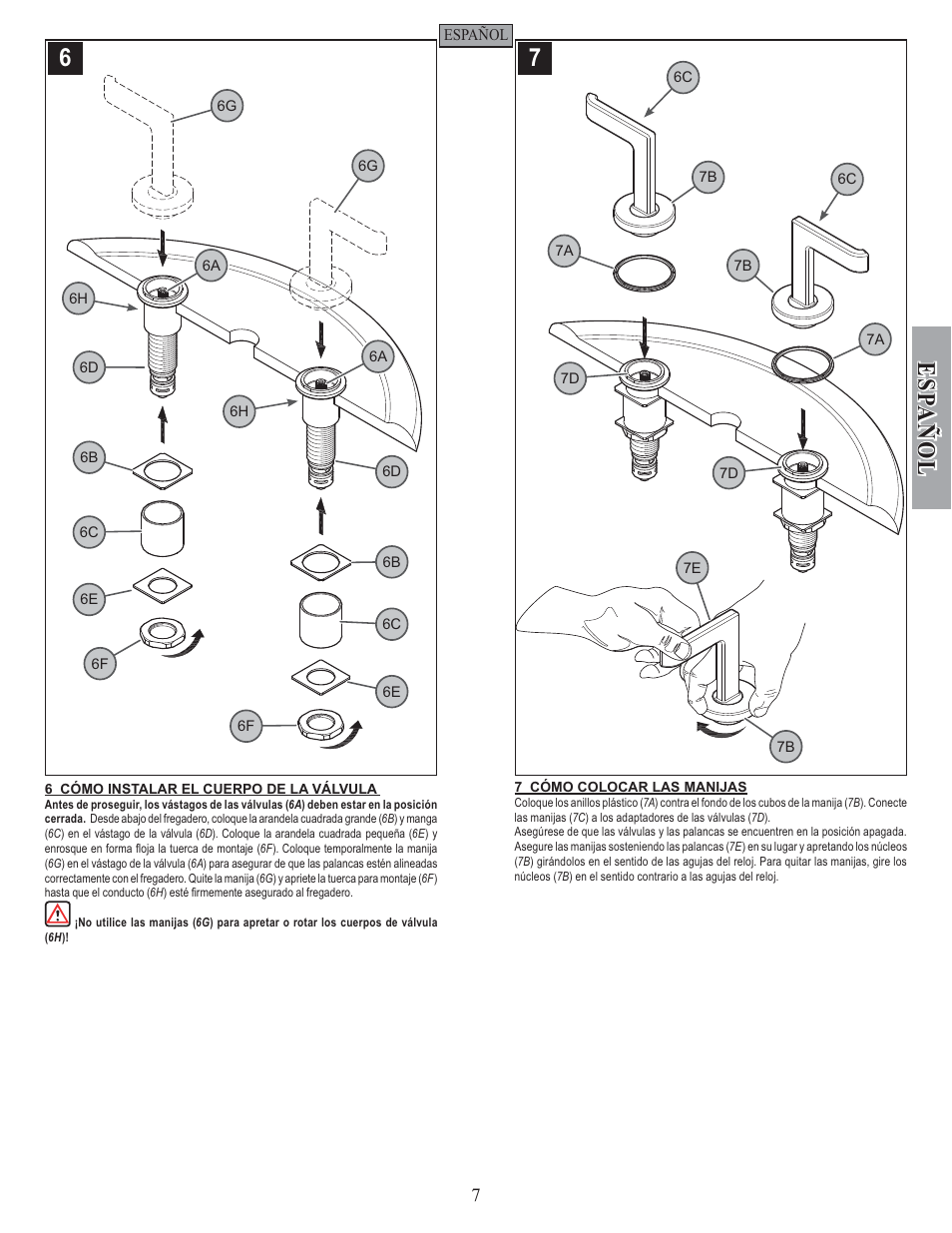 Esp a ñ ol | Pfister F-049-SYKK User Manual | Page 7 / 14