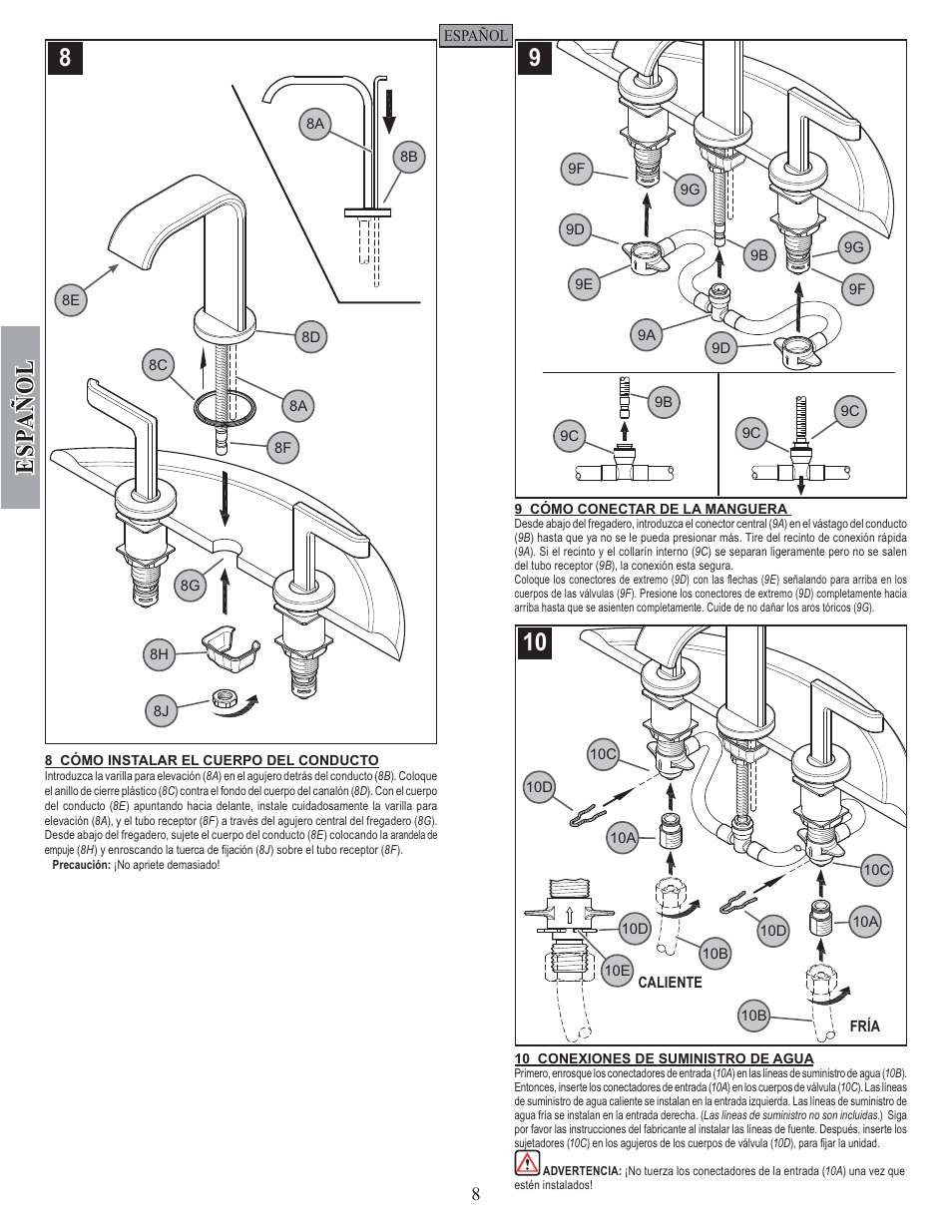 Esp a ñ ol | Pfister F-049-SYKK User Manual | Page 8 / 14