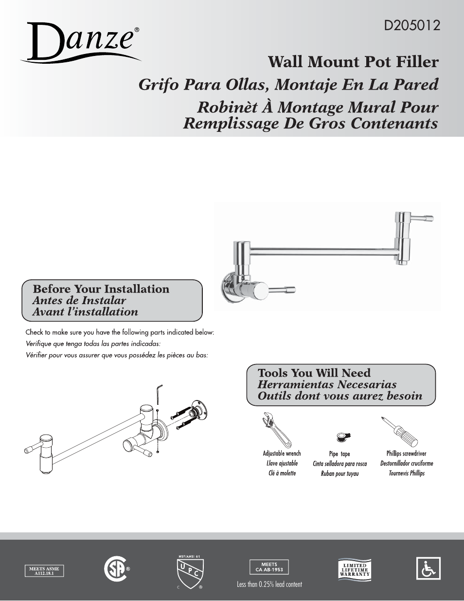 Factory Direct Hardware Danze D205012 Melrose User Manual | 3 pages